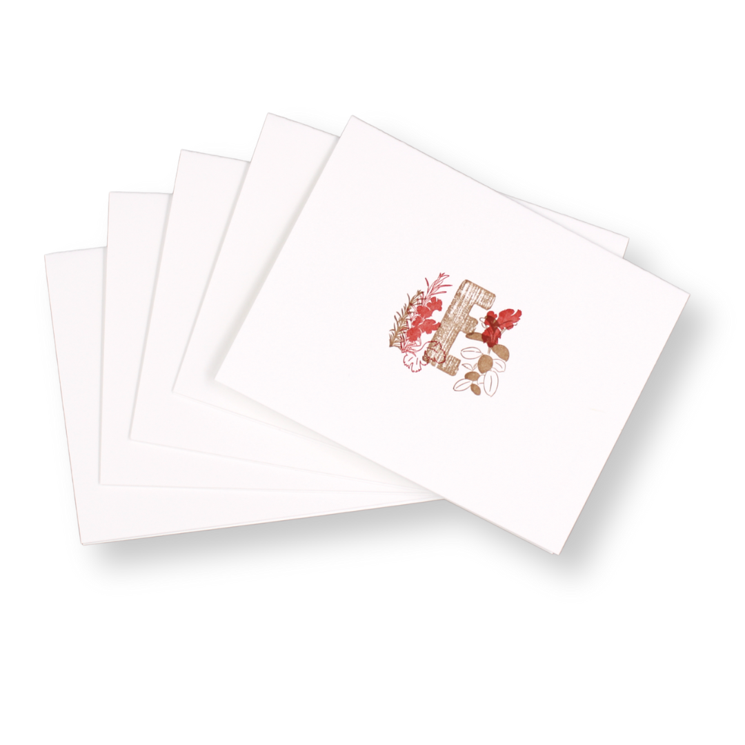 Floral Initial Card - Herbs (Pack of 5)