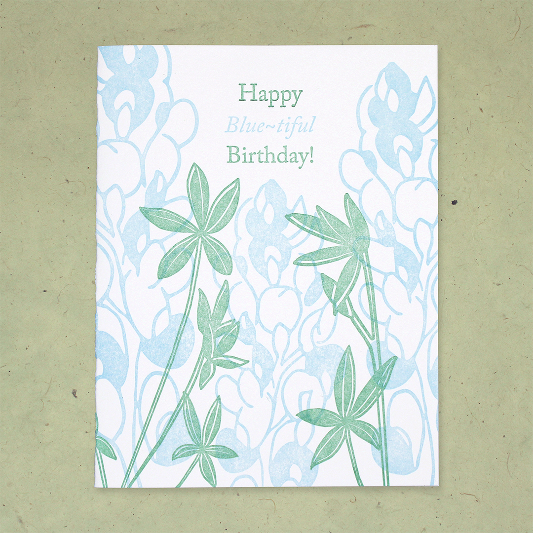 "Blue"-tiful Letterpress Birthday Card