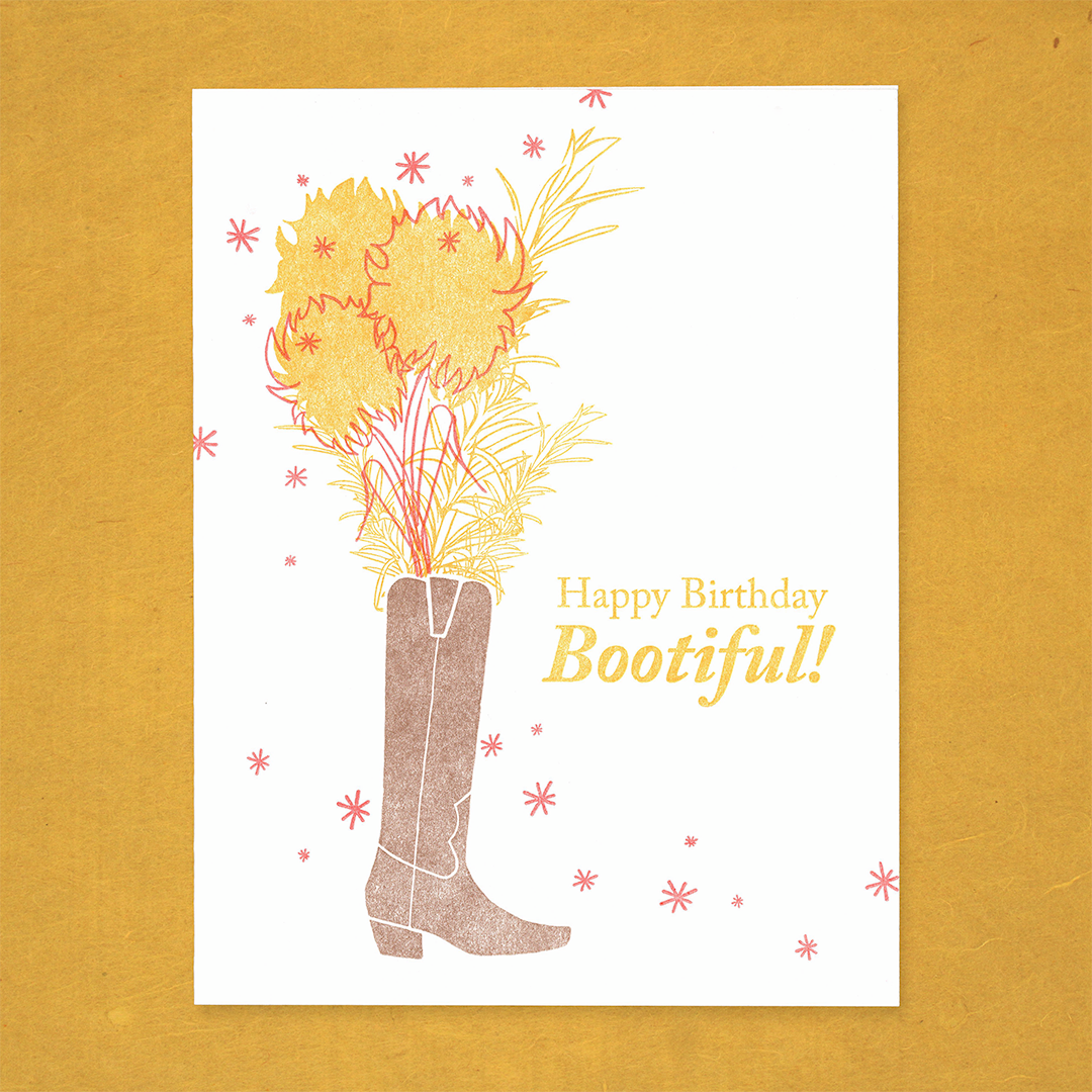"Bootiful" Letterpress Birthday Card
