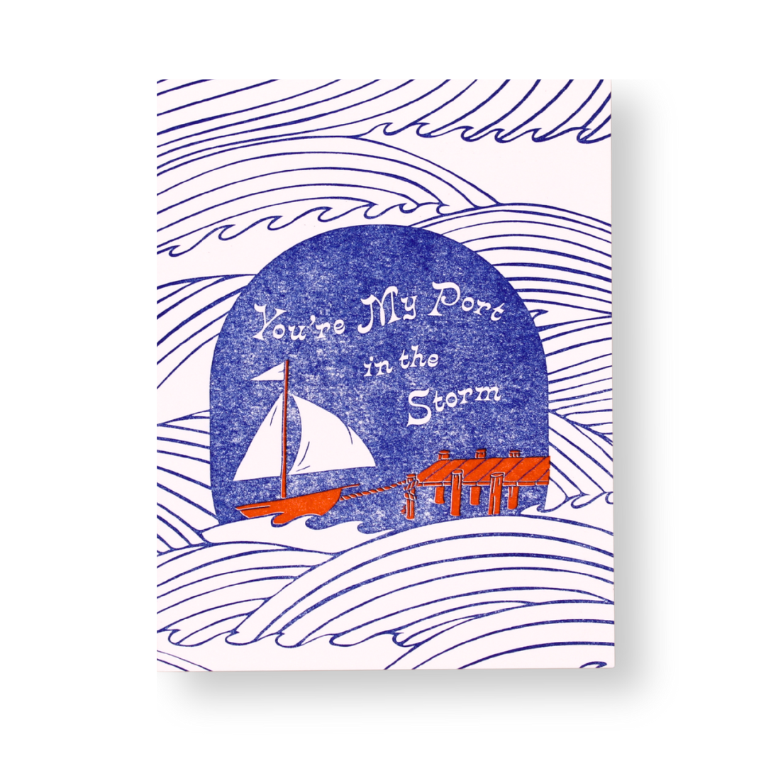 Boat and Ocean Letterpress Card