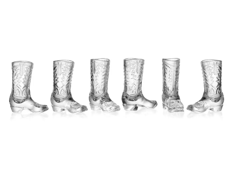Whiskey & Rye Cowboy Boot Shot Glass, Set of 6