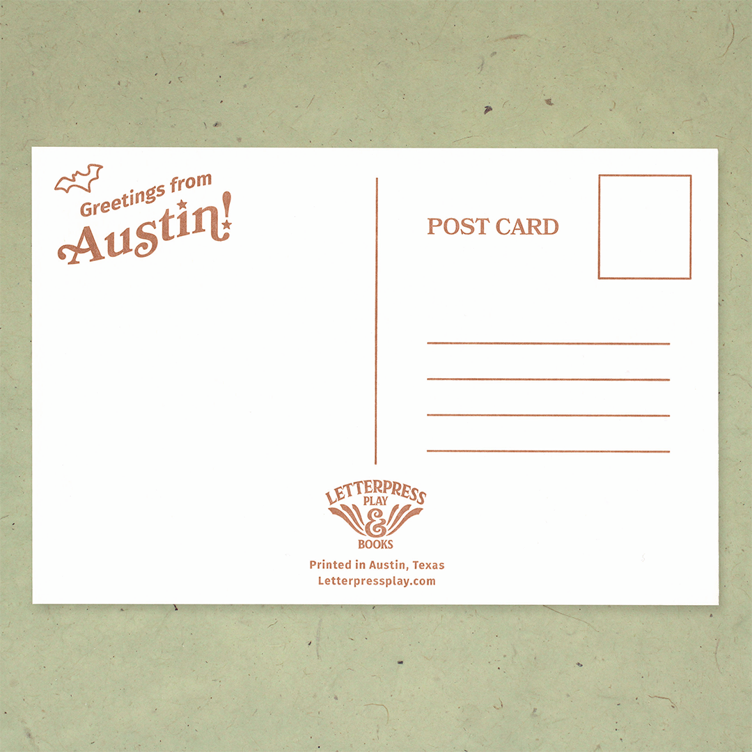 Austin Skyline Letterpress Postcard