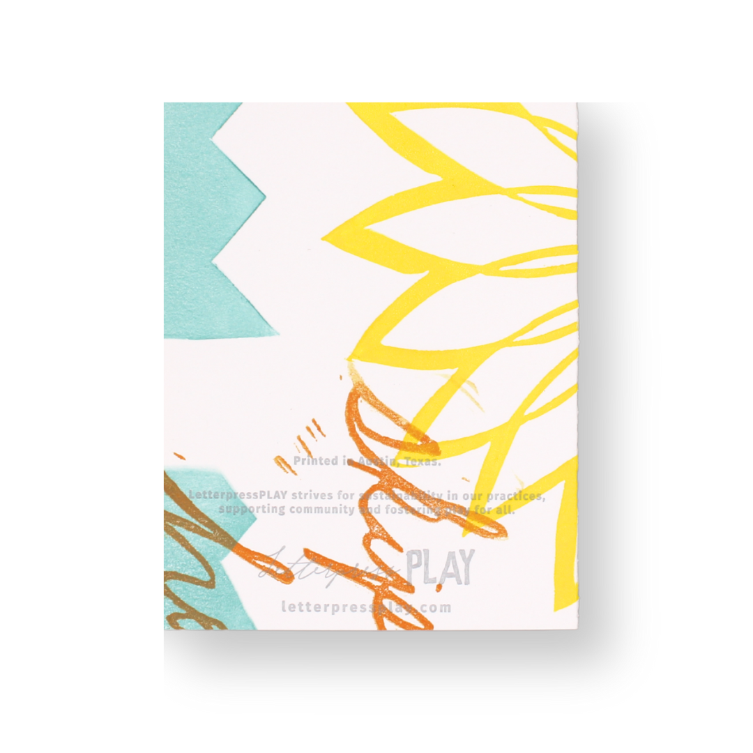 Block-Printed Greeting Card - Sunflower