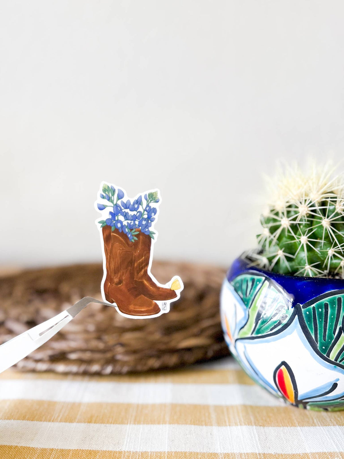 Cowboy Boots & Bluebonnets Vinyl Sticker