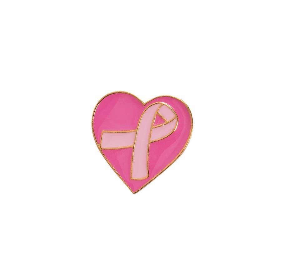 Breast Cancer Awareness - Pink Ribbon Heart Lapel Pin