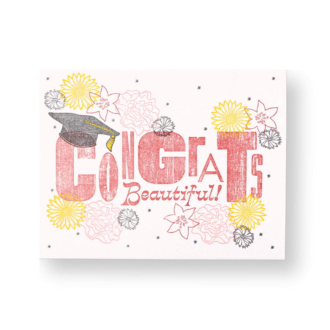 Congrats Beautiful Graduation Letterpress Card