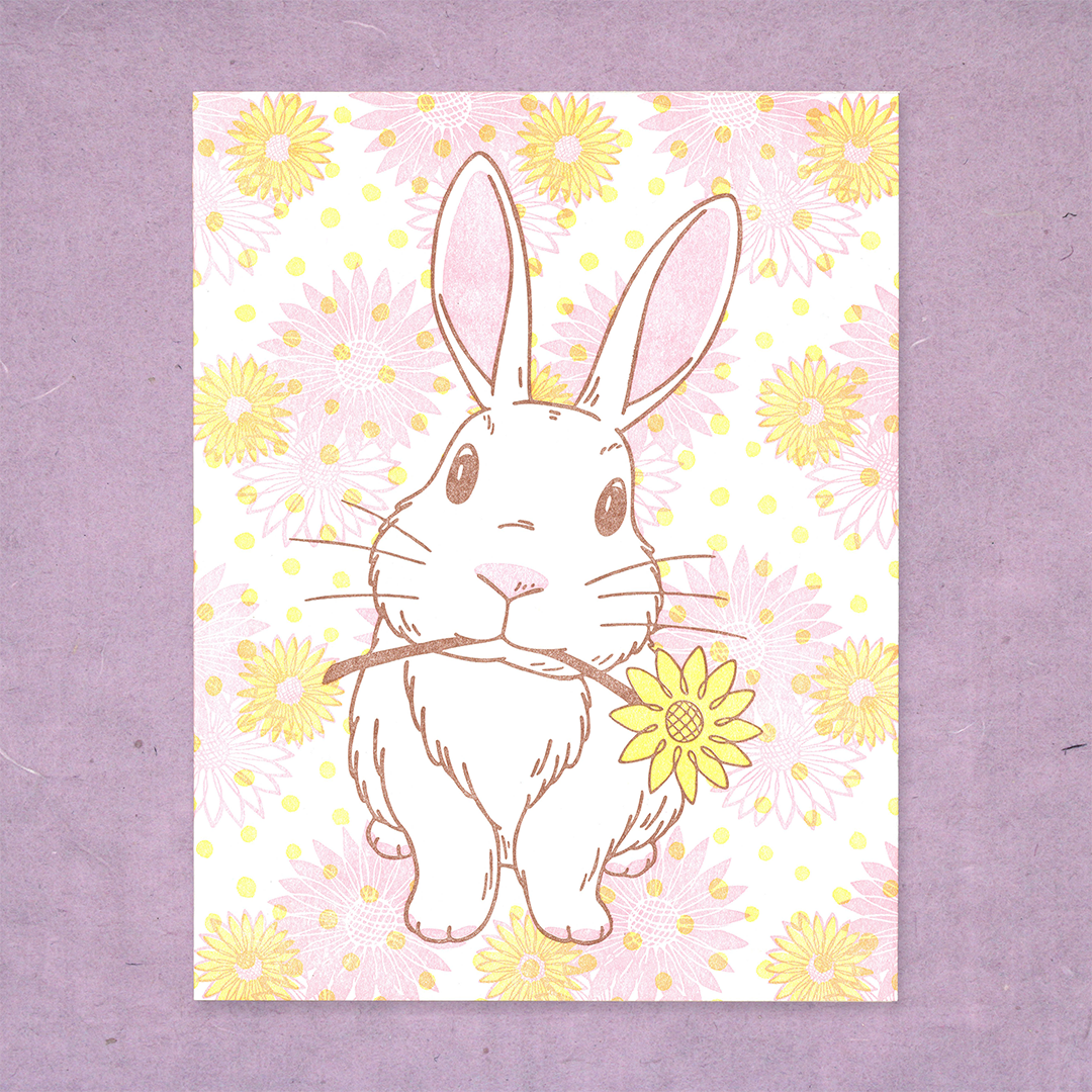 Bunny & Sunflower Letterpress Card