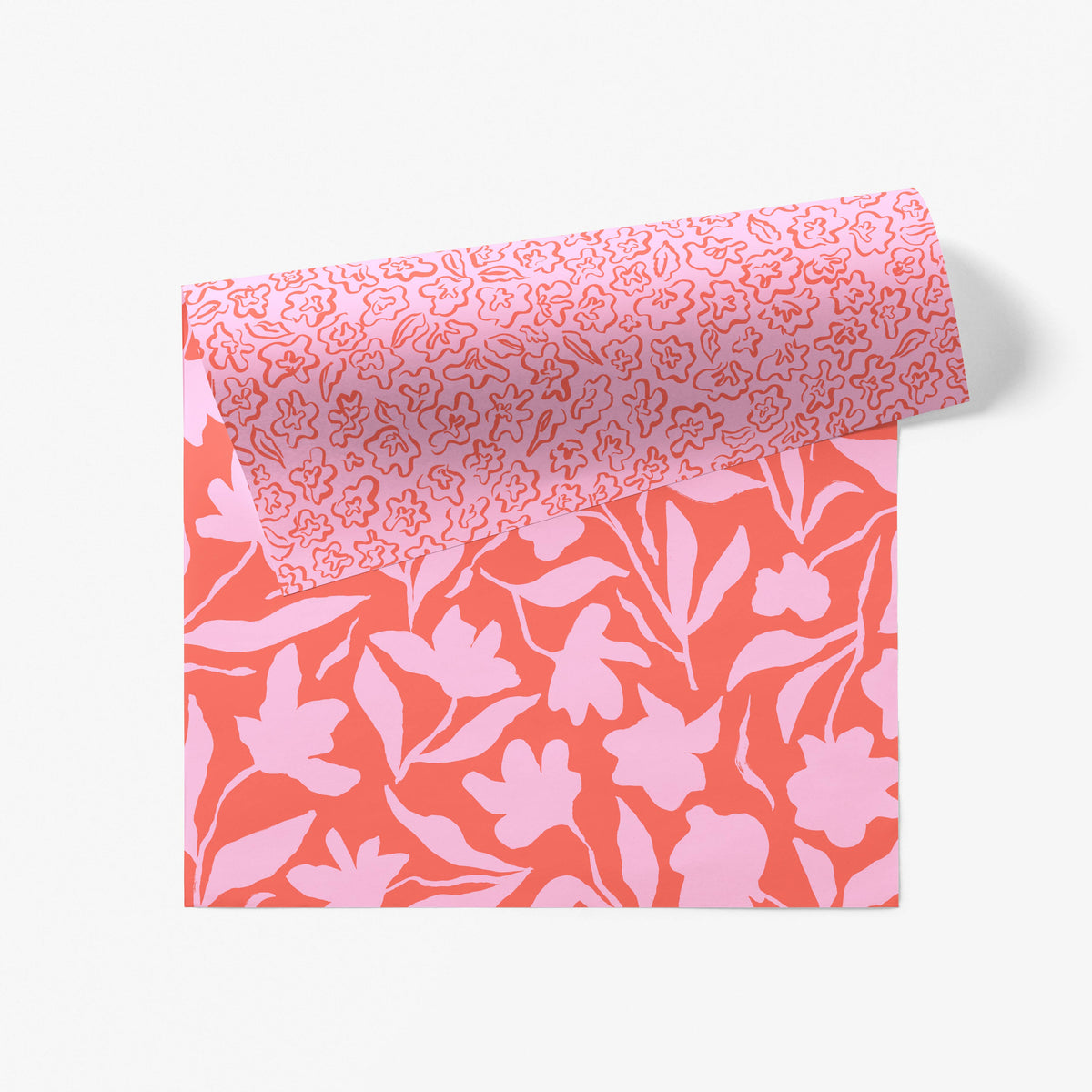 Fleur Gift Wrap - CORAL: Flat Sheet