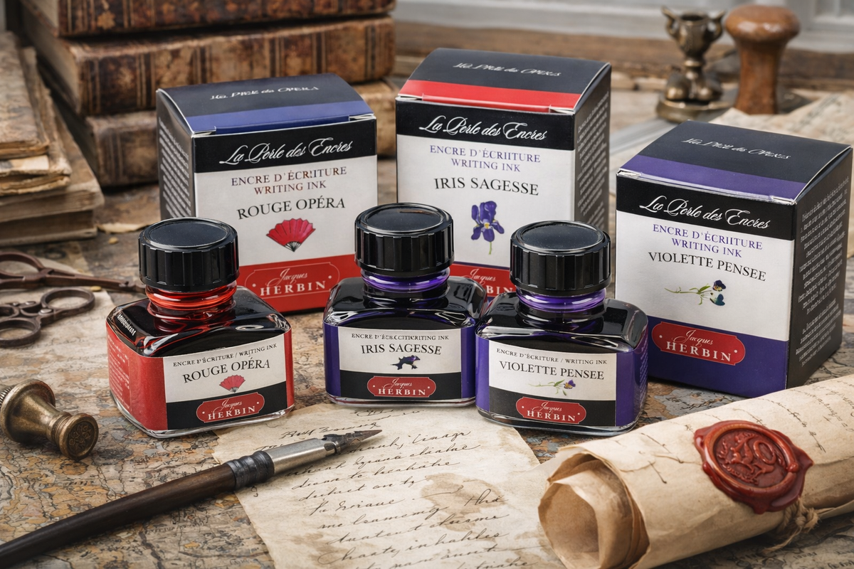 Herbin Fountain Pen Ink 30ml Bottle -40 Colors: Vert Foret (Forest Green)