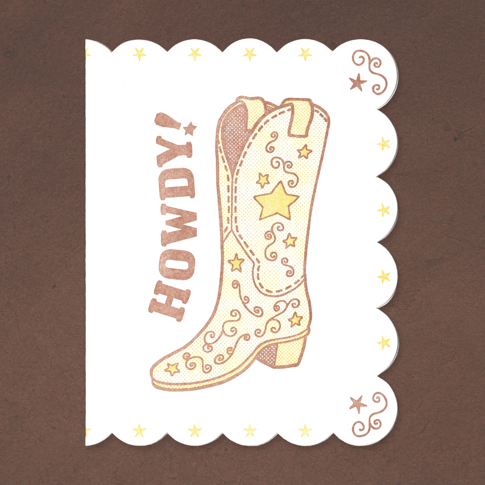 Howdy Boot Letterpress Card