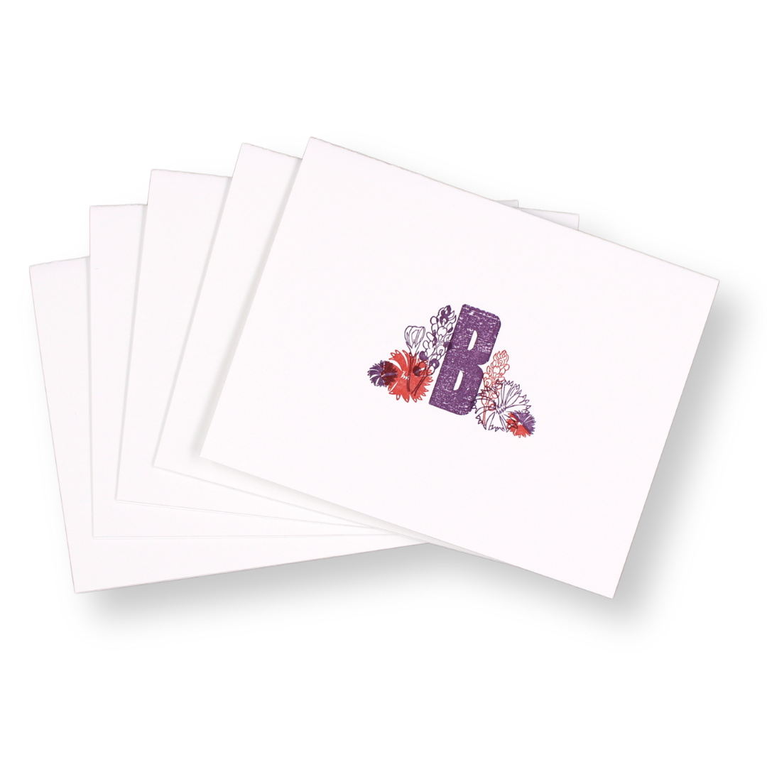 Floral Initial Card - Wildflower (Pack of 5)
