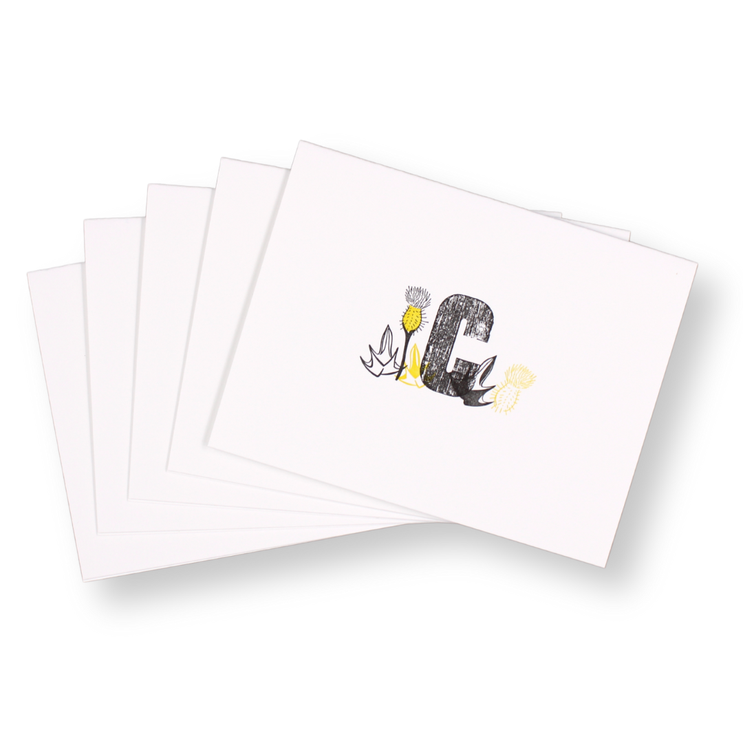 Floral Initial Card - Moondrop (Pack of 5)