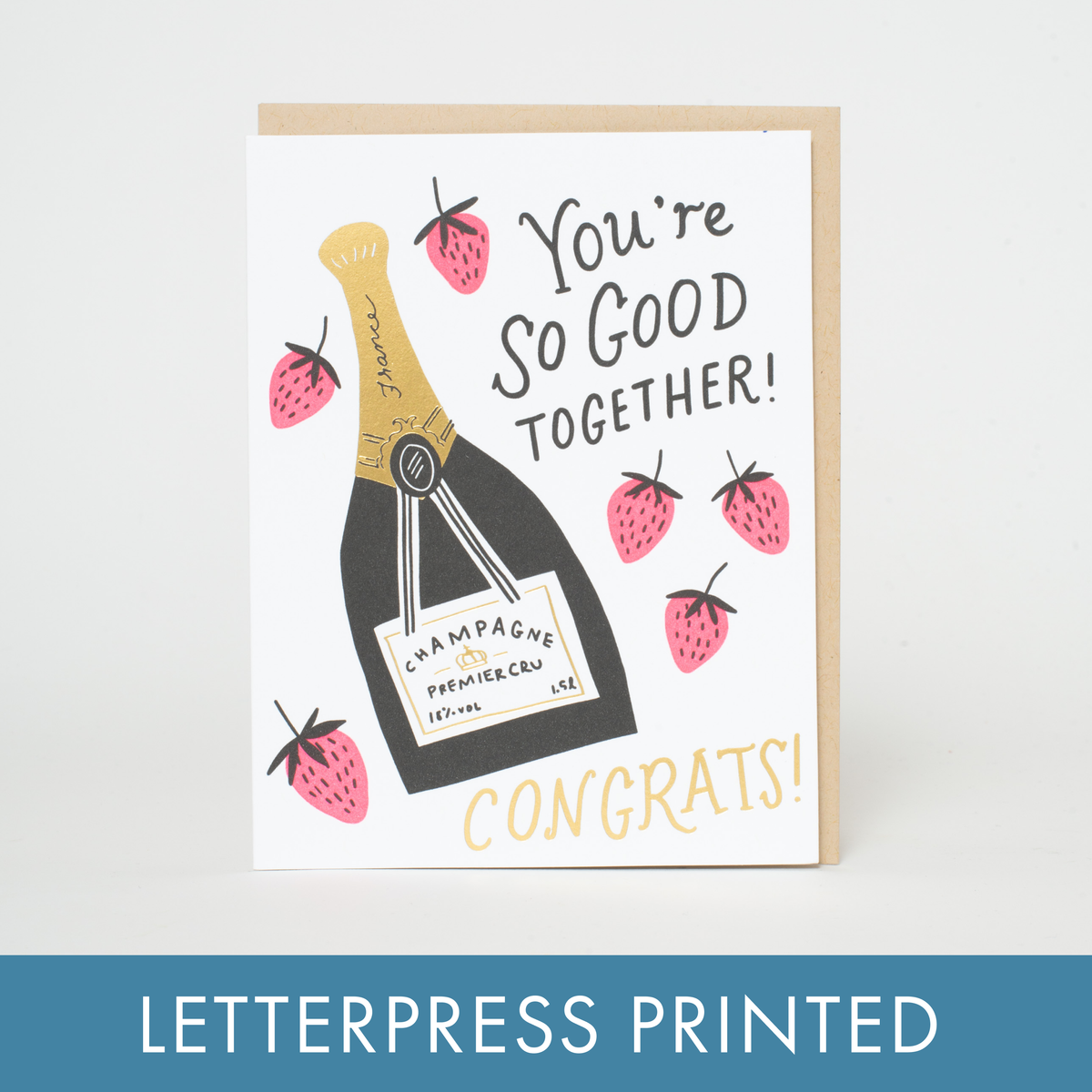 Wedding Congrats Champagne Letterpress Greeting Card by Hello!Lucky: Paper tab