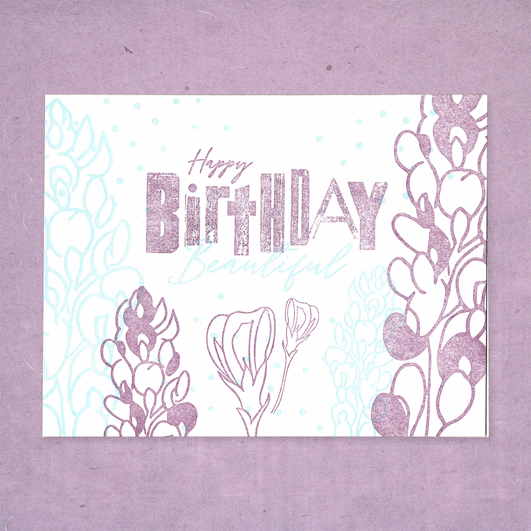 Beautiful Floral Letterpress Birthday Card