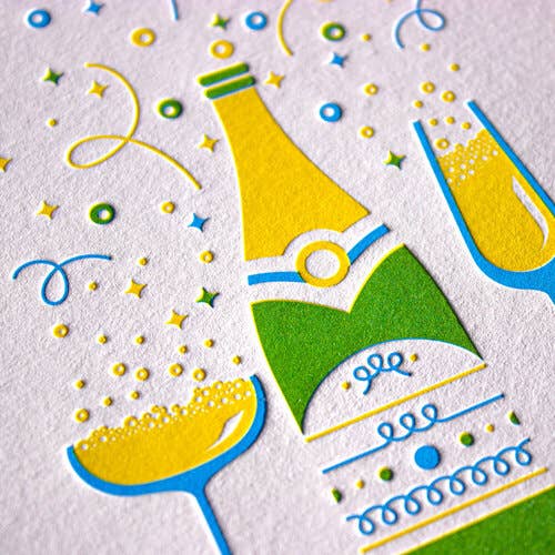 Champagne Letterpress Celebration Greeting Card