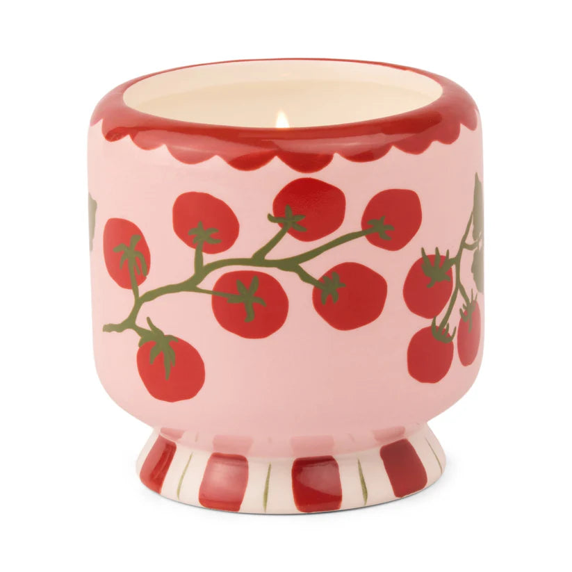 A Dopo 8 oz Hand painted "Tomato Vine" candle