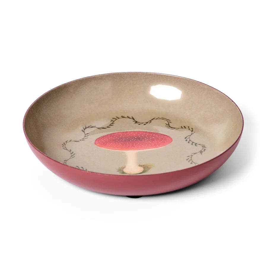 Round Enamel Tray - Mushrooms