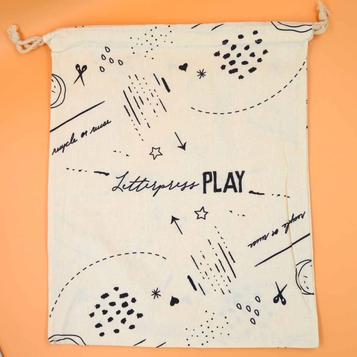 Letterpress PLAY Fabric Reusable Craft Gift Bags