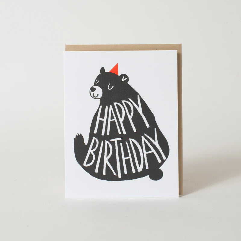 Black Bear Birthday Letterpress Greeting Card