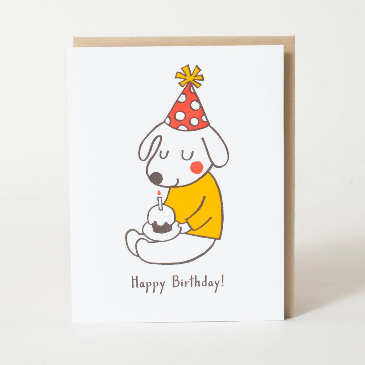 Birthday Hat Dog Letterpress Greeting Card