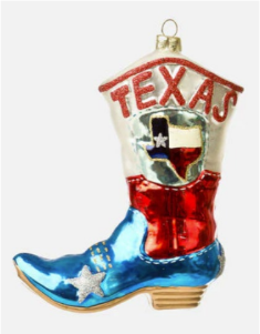 Big Texas Boot Glass Ornament