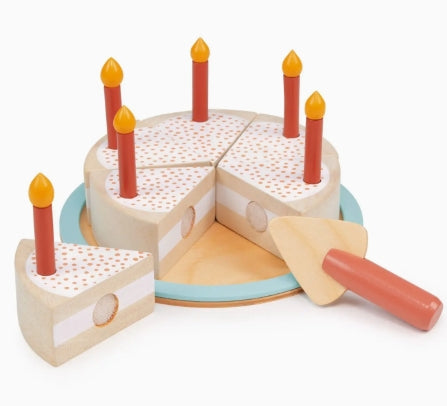 Wooden Party Cake Toy – Birthday Pretend Play Set