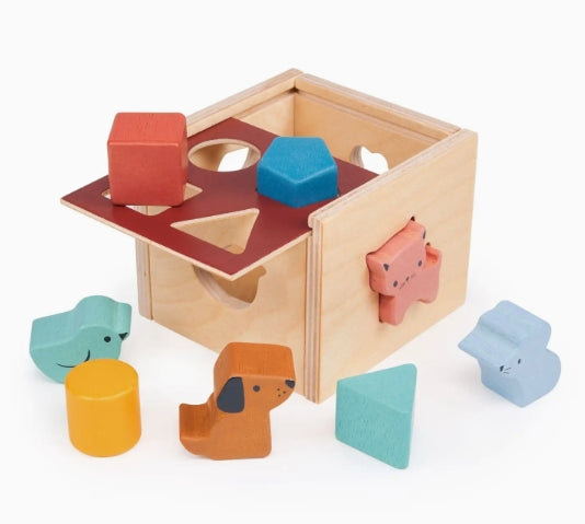 Wooden Shape Sorting Cube – Toddler Sorter Toy
