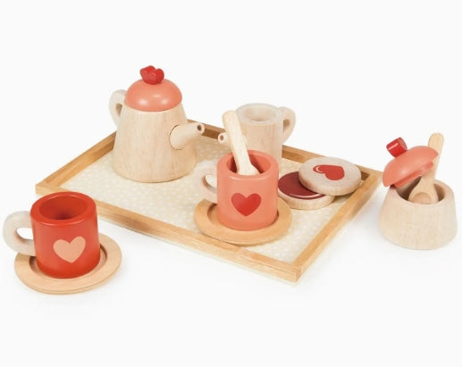 Wooden Tea Time Tray Set – Pretend Tea Party Toy
