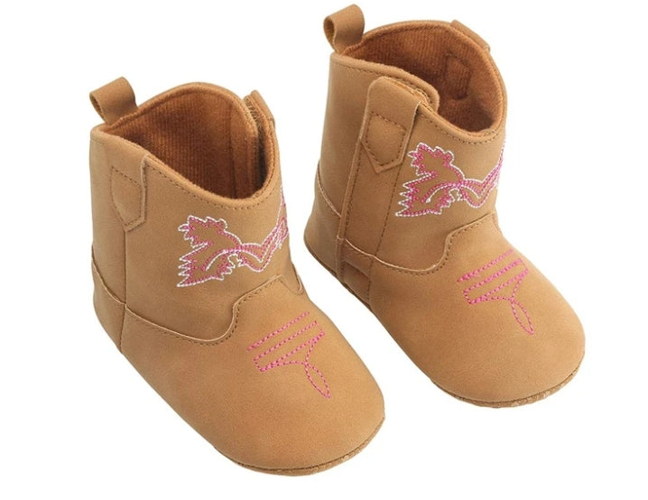 Cowboy Baby Boots Tan/Pink