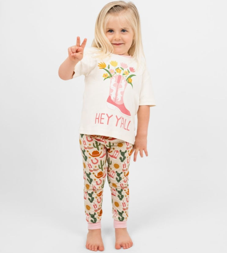 Hey Y'all Western Cotton Ringer Toddler Short Sleeve Shirt