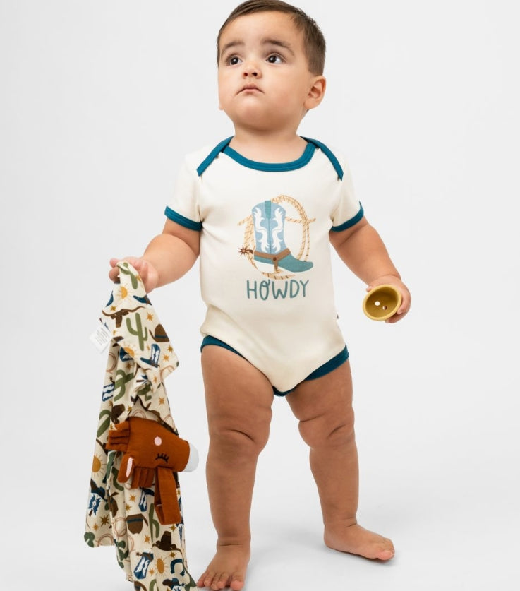 Howdy Western Cotton Ringer Baby Cotton Bodysuit