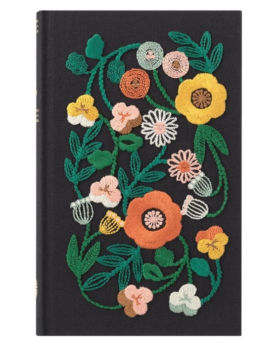 5-Year Diary Embroidery Flower Black