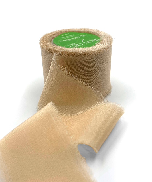 1.25" 100% Silk Crepe with Frayed Edge Ribbon