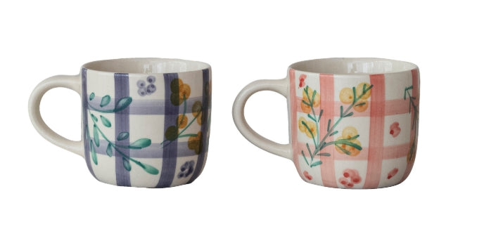 12 oz. Hand-Painted Stoneware Mug, 2 Styles (Each One Will Vary)