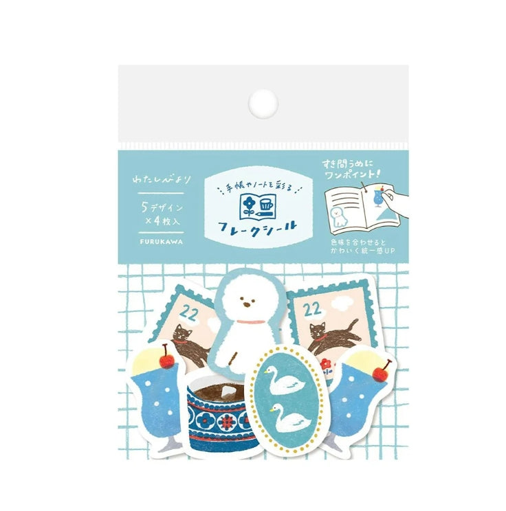Furukawashiko Washi Flake Stickers – Blue