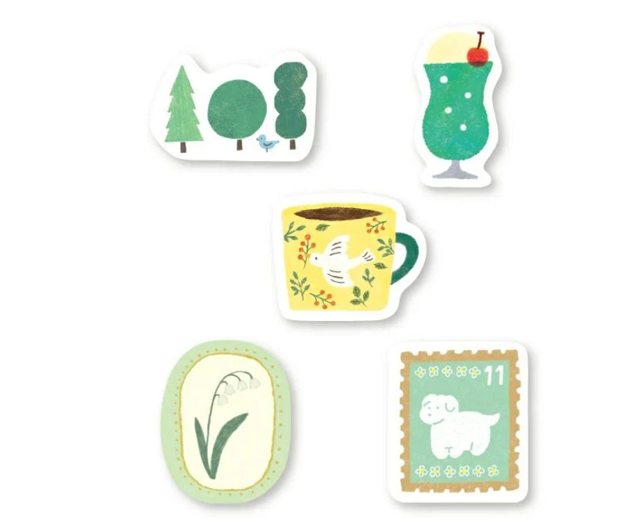 Furukawashiko Washi Flake Stickers - Green