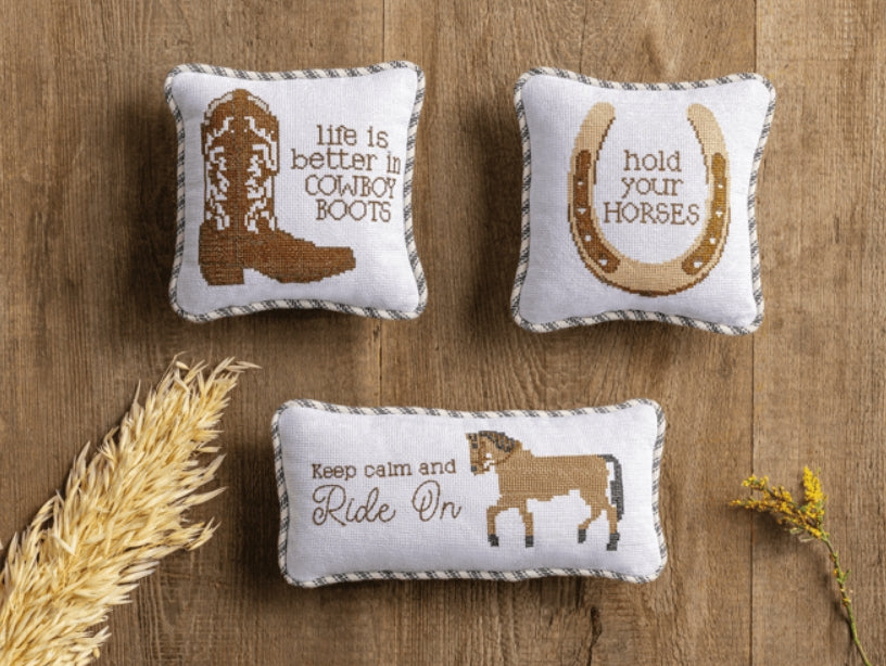 Boots Needlepoint Mini Pillow
