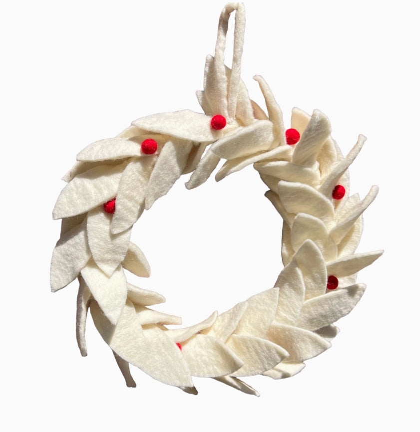 Felt Wreath - Cream With Berries