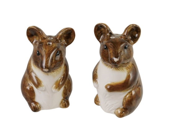 Hand-Painted Stoneware Mouse Salt & Pepper Shakers, Set of 2