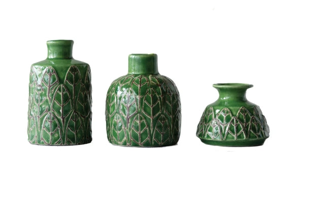 Embossed Stoneware Vases