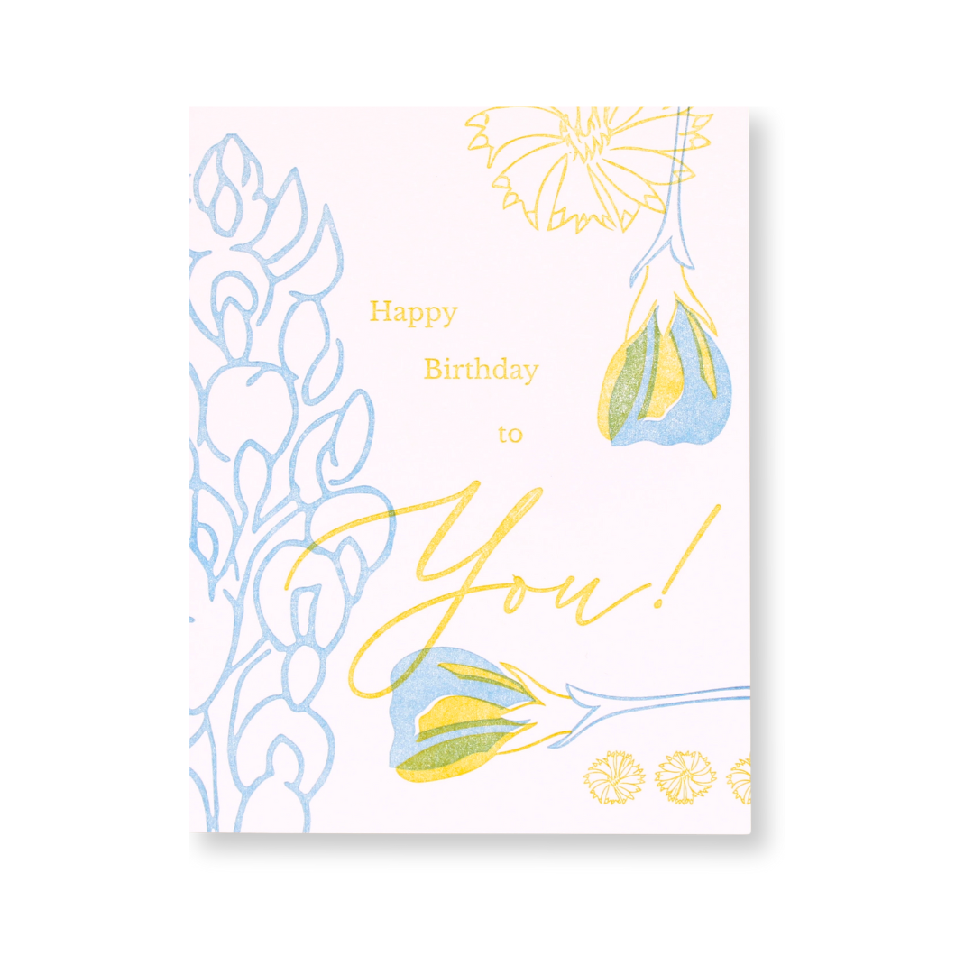 Bluebonnets Letterpress Birthday Card