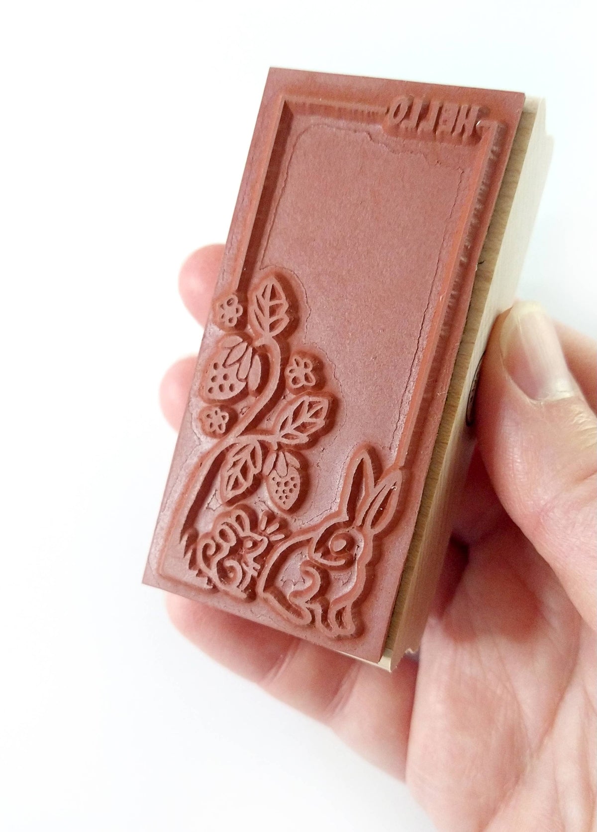 Bunny & Mouse Hello Rubber Stamp