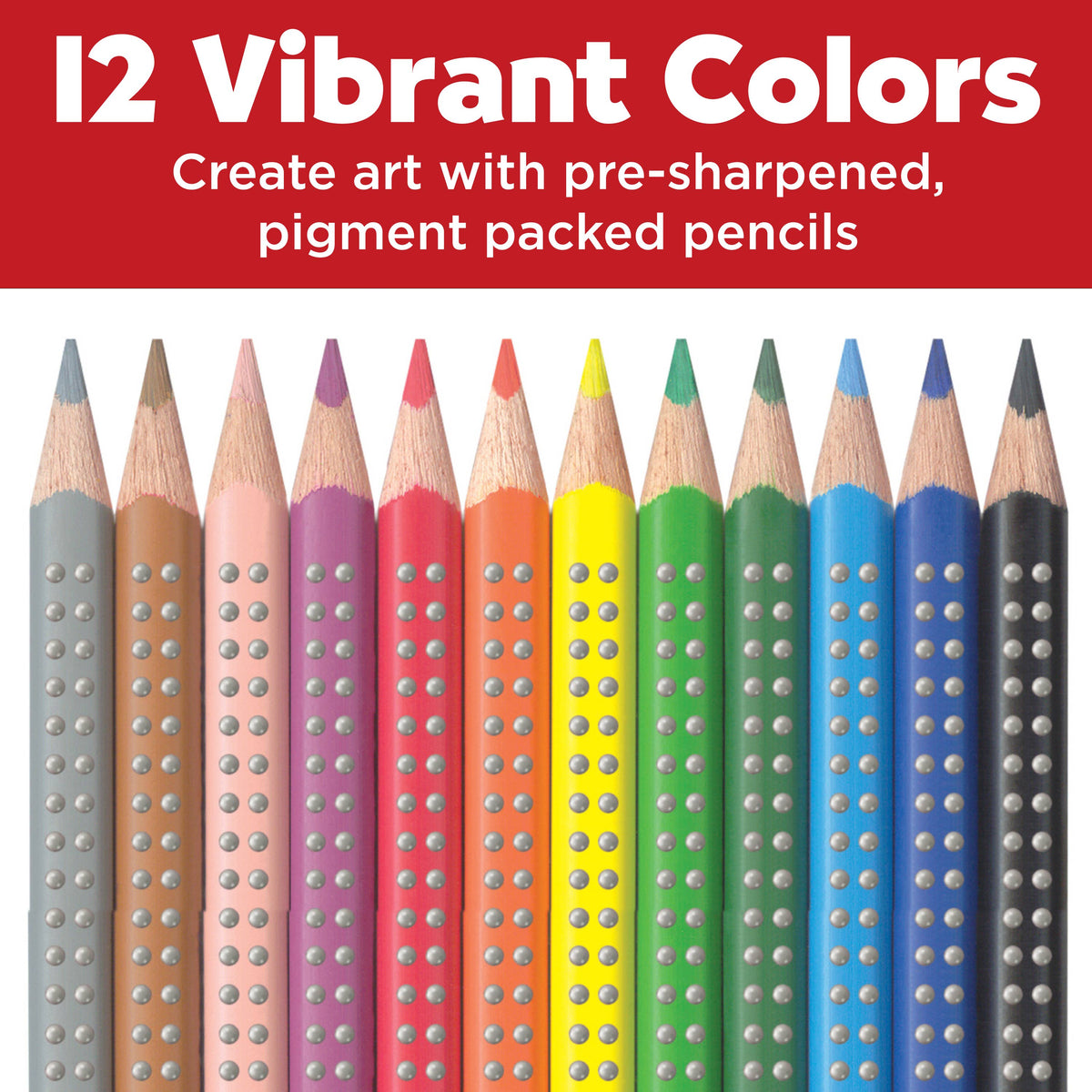 12 Grip EcoPencils - Colored Pencils w/ Raised Grip
