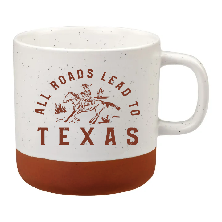 All Roads Lead To Texas - Speckled Mug : White/Rust
