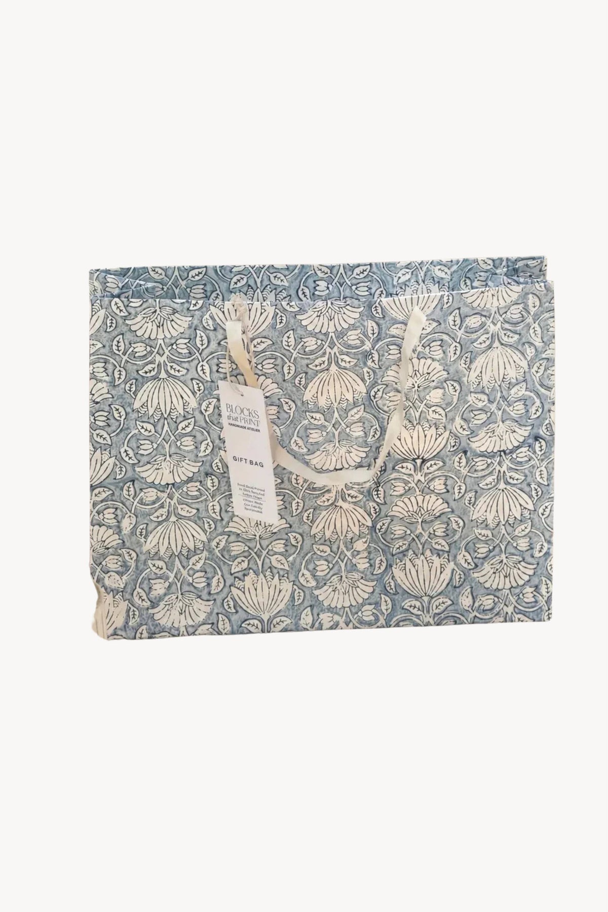 Large Lotus Blooms Hand Block Print Gift Bag
