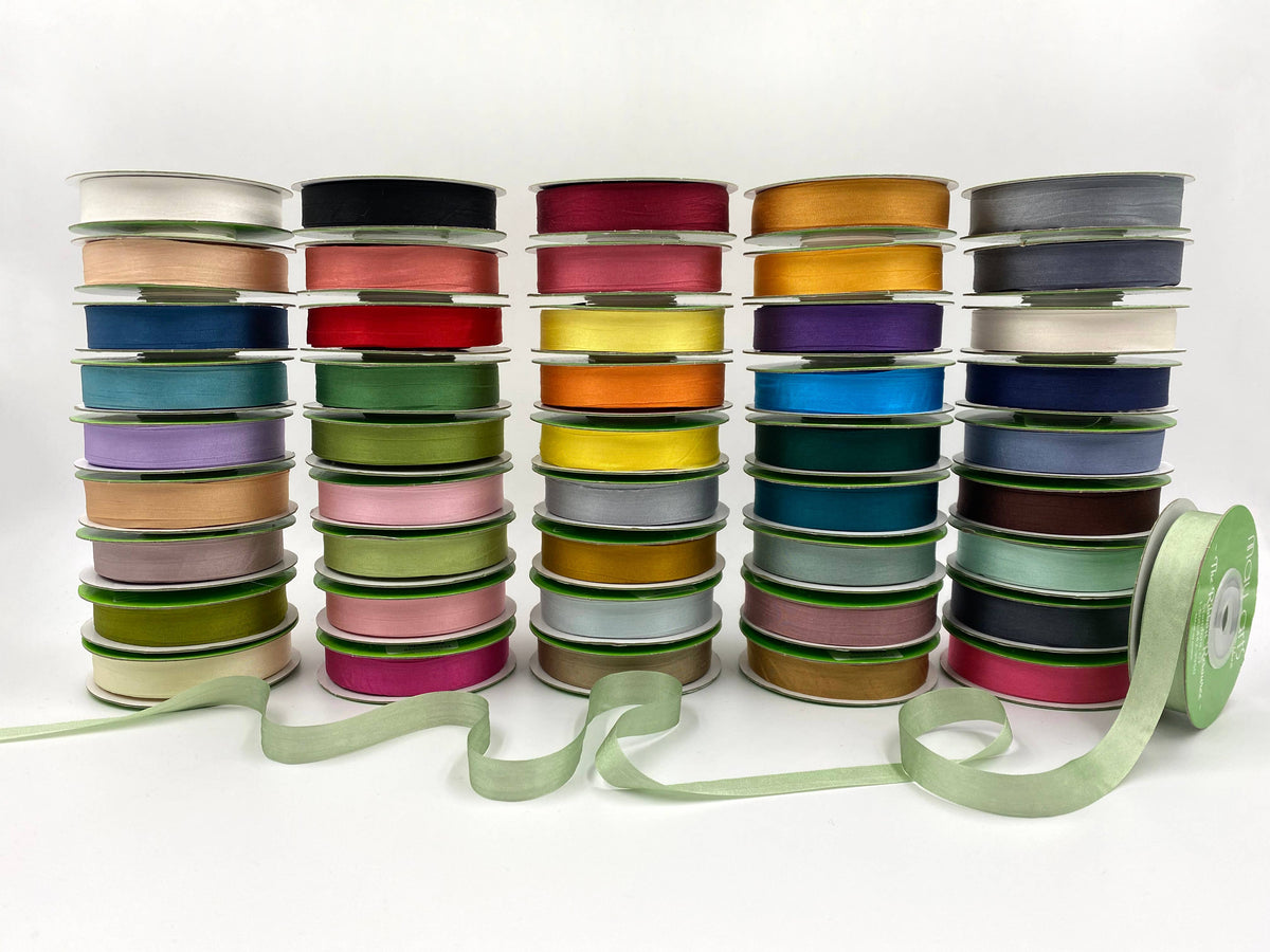 1/2" Hand-Dyed Woven 100% Silk Ribbon