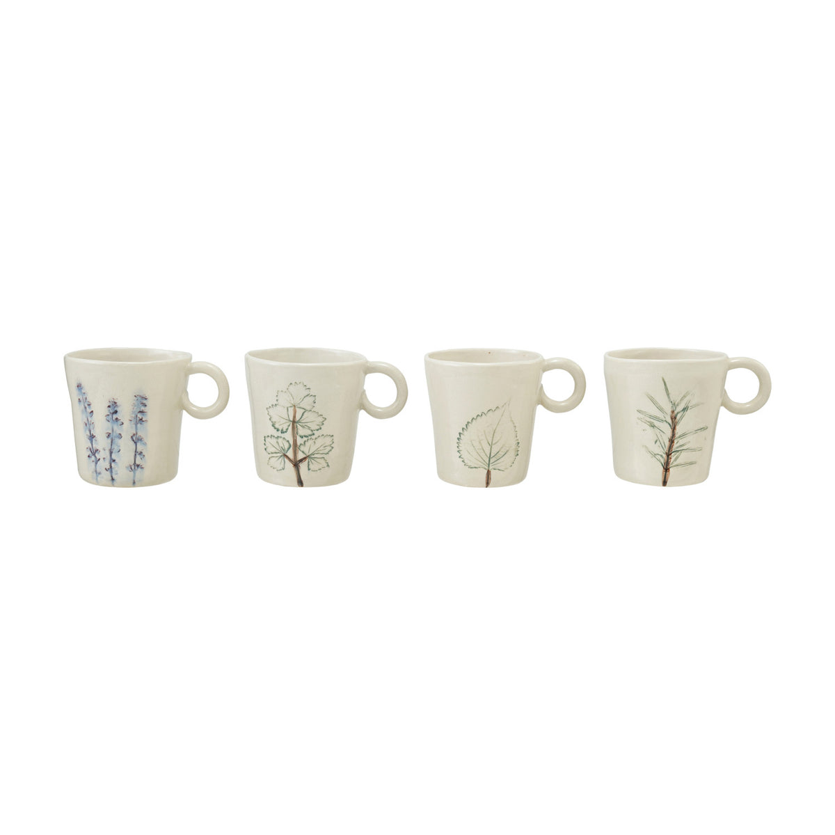 Hand-Painted Botanical Stoneware Mug, 4 styles (Each One Will Vary)