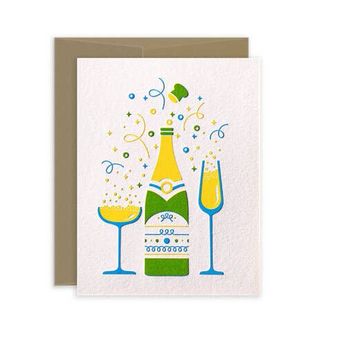 Champagne Letterpress Celebration Greeting Card
