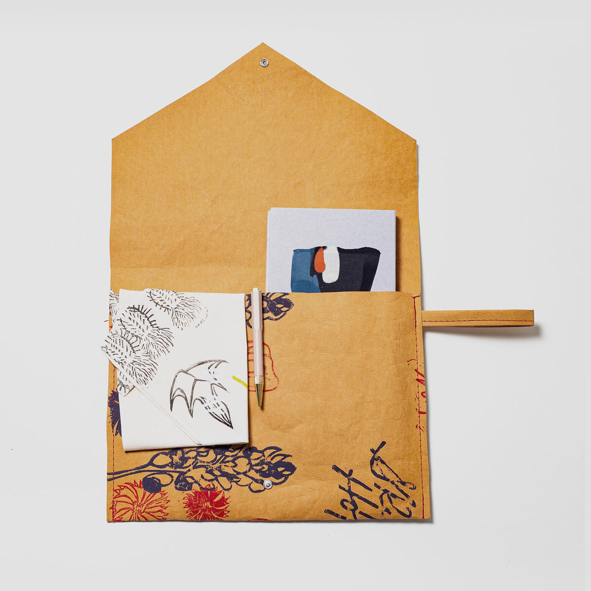 Washable Paper Courier Clutch - Bamboo - Austin, Texas Gift Shop - Handmade with love - open