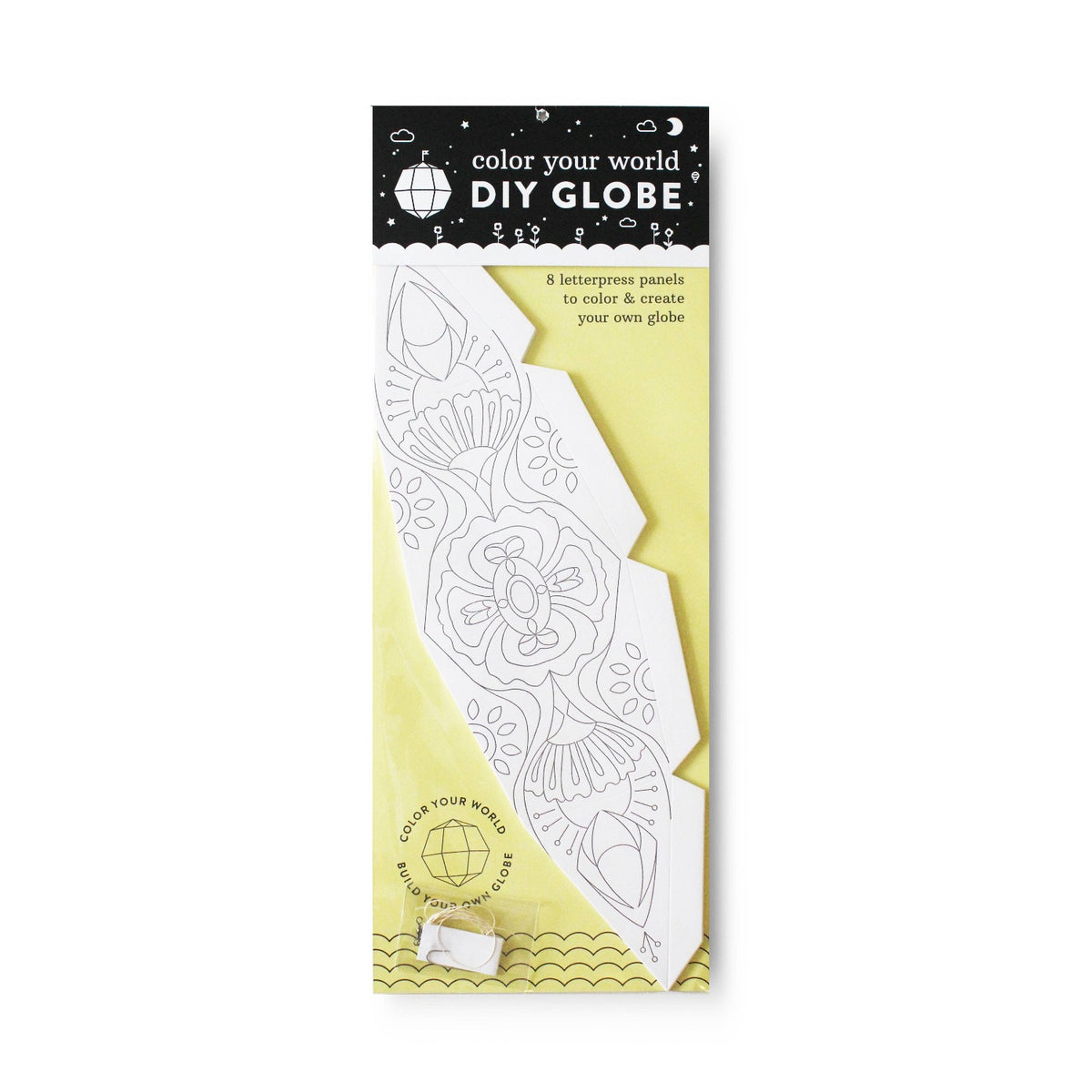 Color and build your DIY Floral Mandala letterpress Globe - Austin Gift Shop